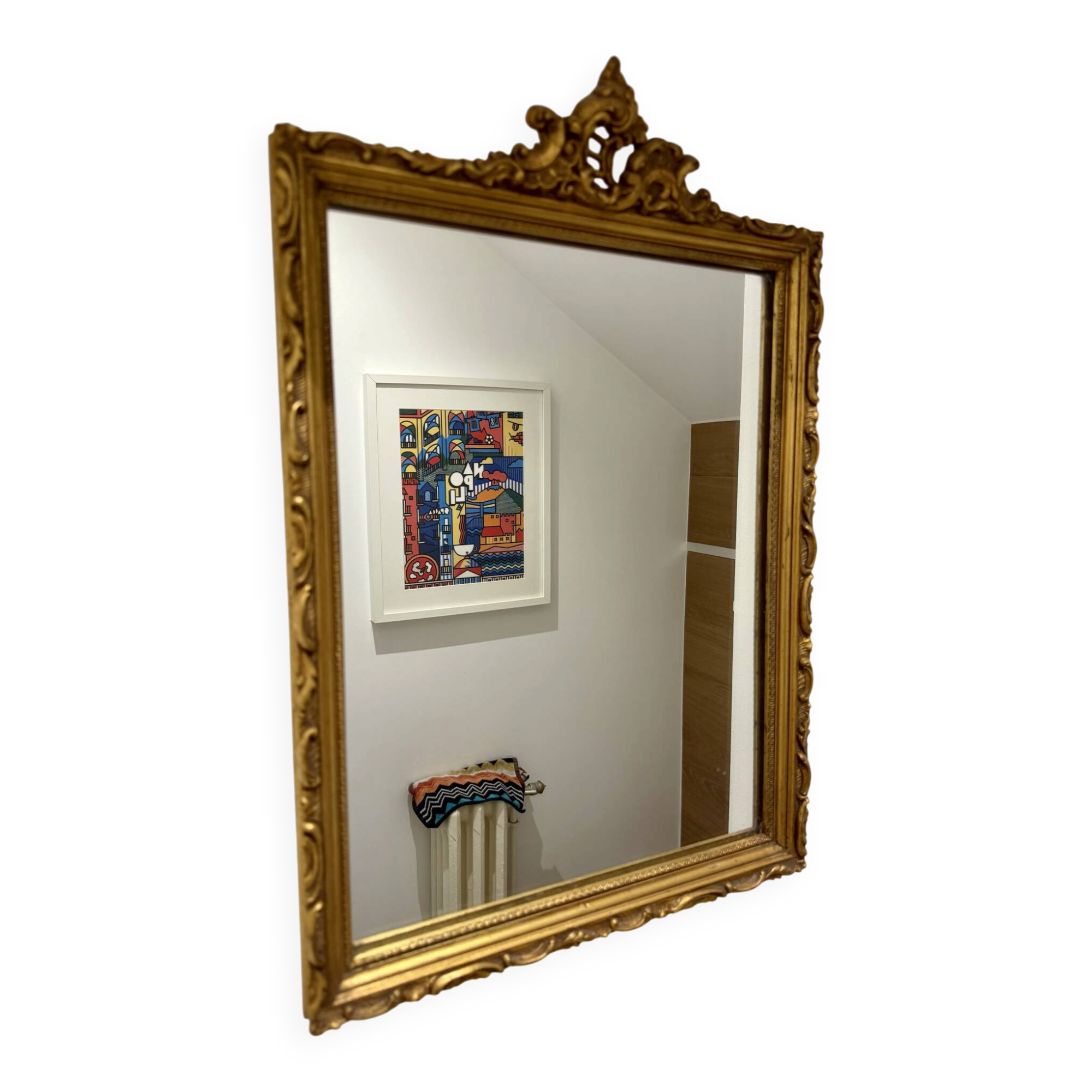 Small gilded rococo mirror antique