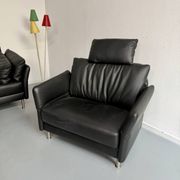 Contemporary design armchair Intertime I-Cielo in black leather