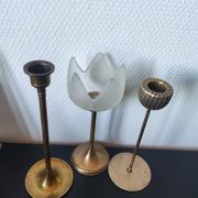 Trio de bougeoirs vintage en laiton
