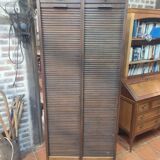 Old double curtained oak filing cabinet, 196×87cms H