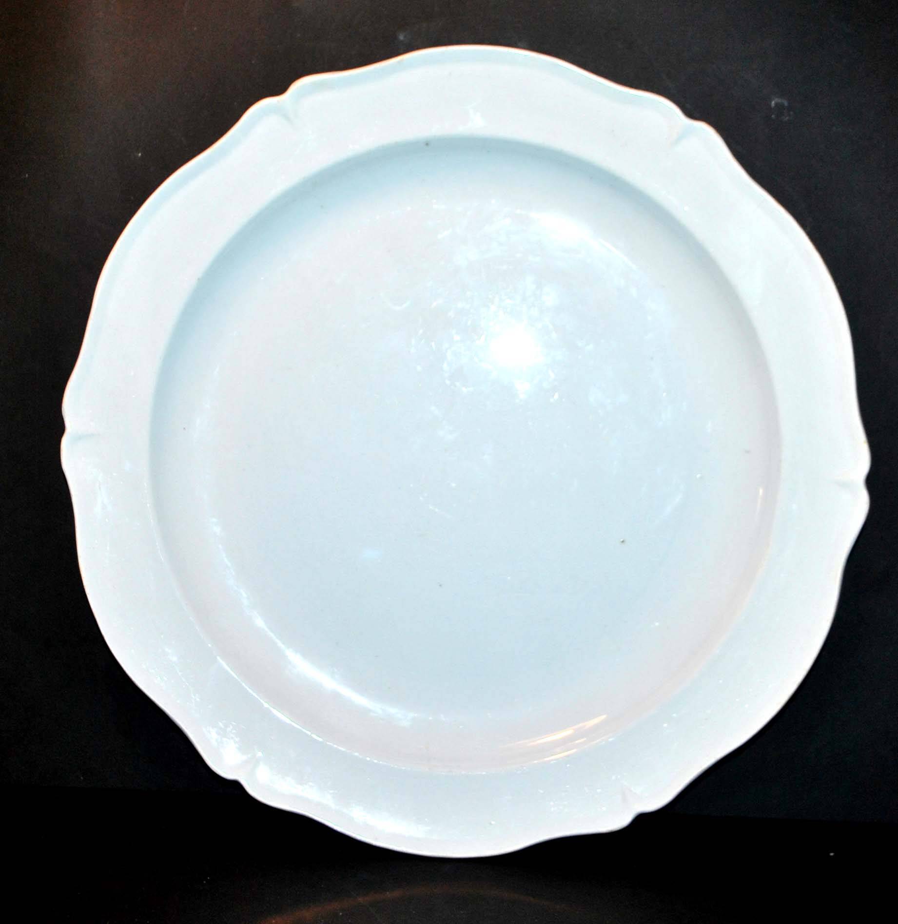 Large round dish in opaque earthenware from Montereau 1820-1830 Pastel blue 32cm