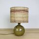 Pyrite stoneware ball lamp with vintage wool lampshade