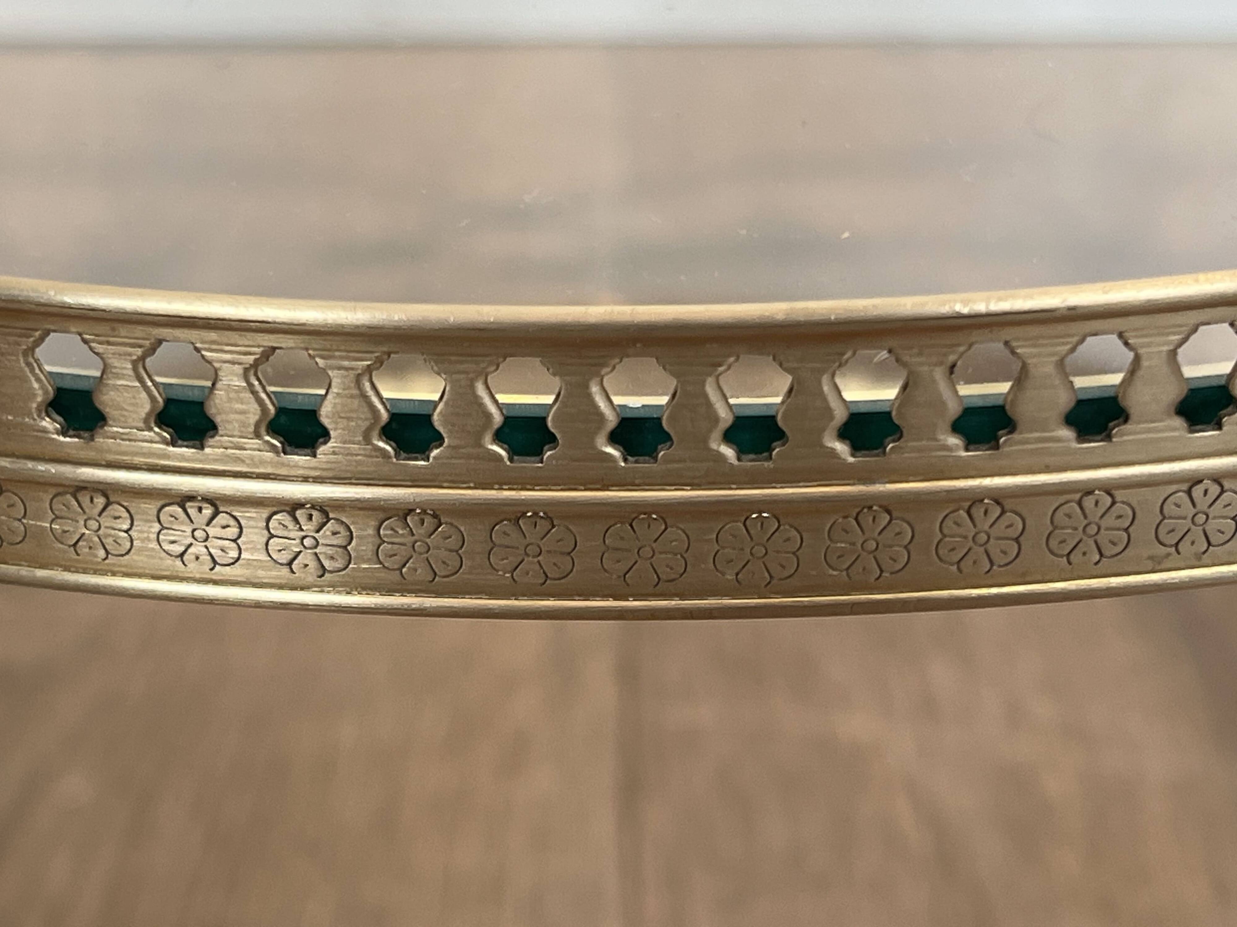 Round Rolling Table with Three Brass Trays, Attributed to the Jans House