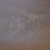 Tablecloth and 11 cotton/linen towels embroidered AD circa 1900