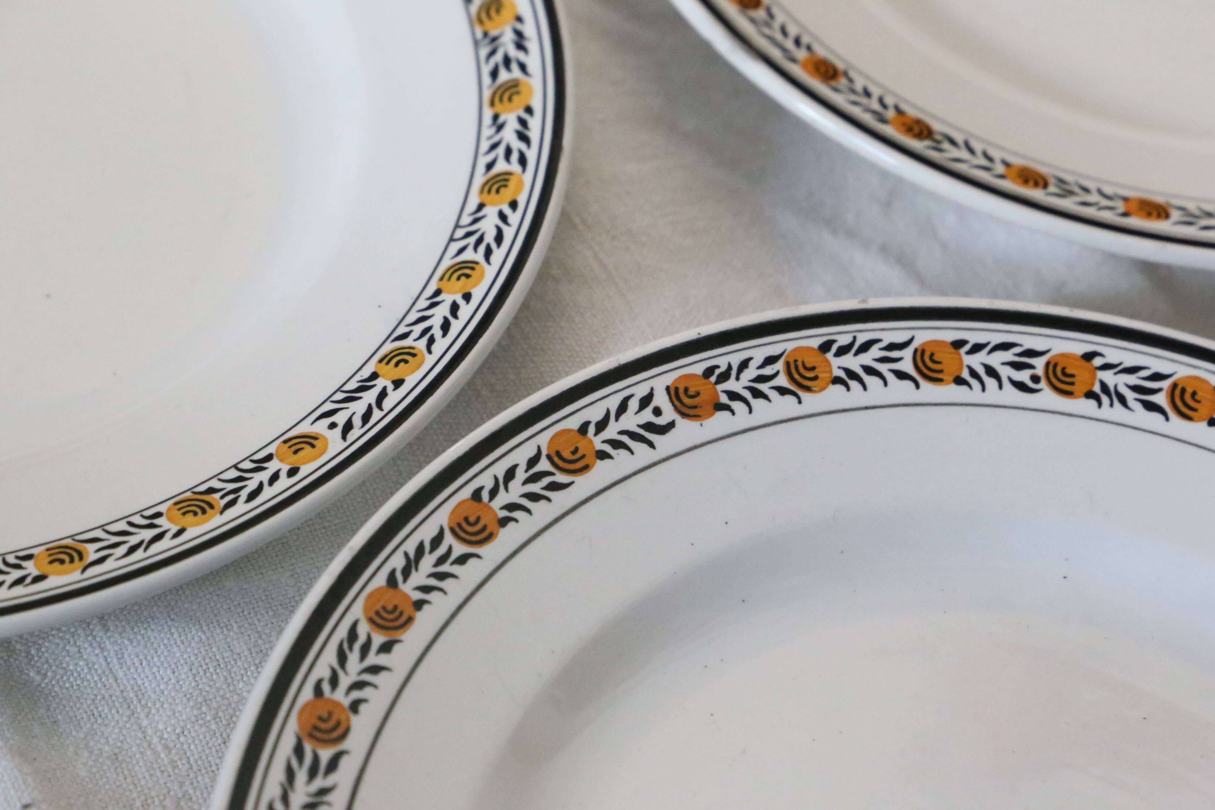 Set of 6 dinner plates, Digoin Sarreguemines, Valence model