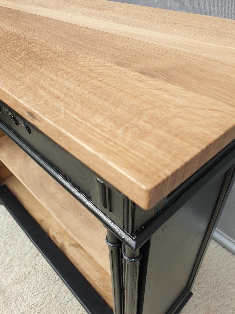 Neoclassical black wood bookcase with columns