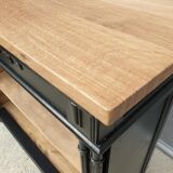 Neoclassical black wood bookcase with columns