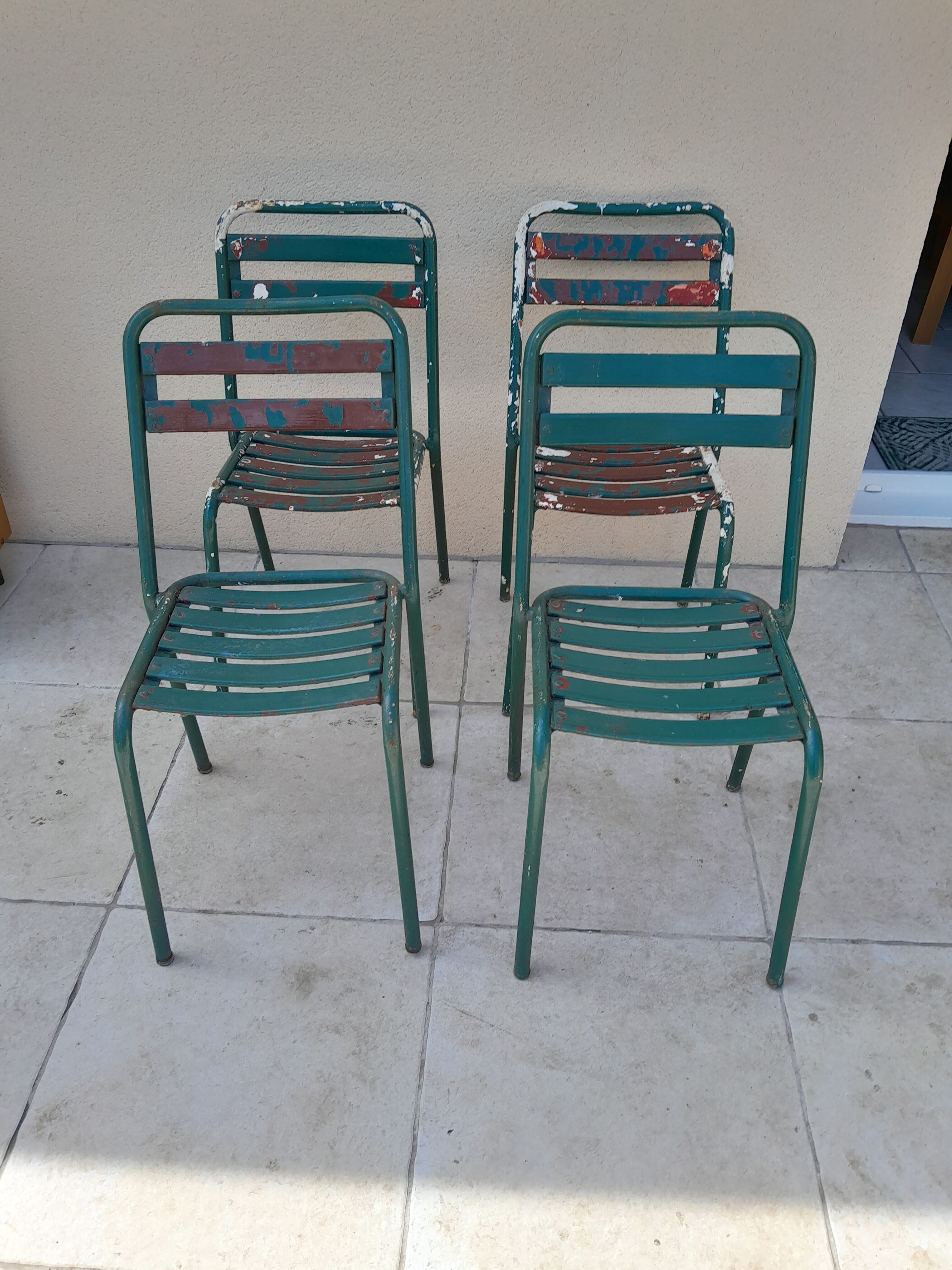 4 chaises bistrot Tolix fer