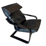 Black leather relax armchair from the 70s