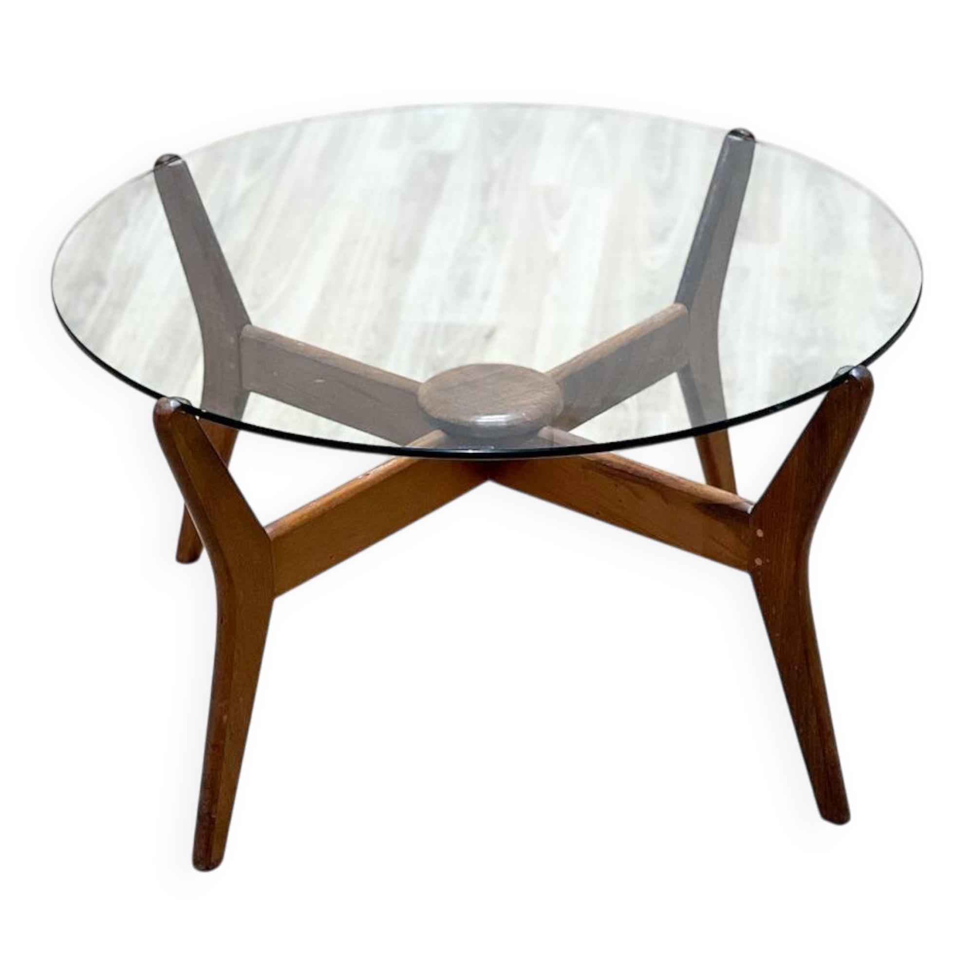 Table basse Lebus en teck et verre