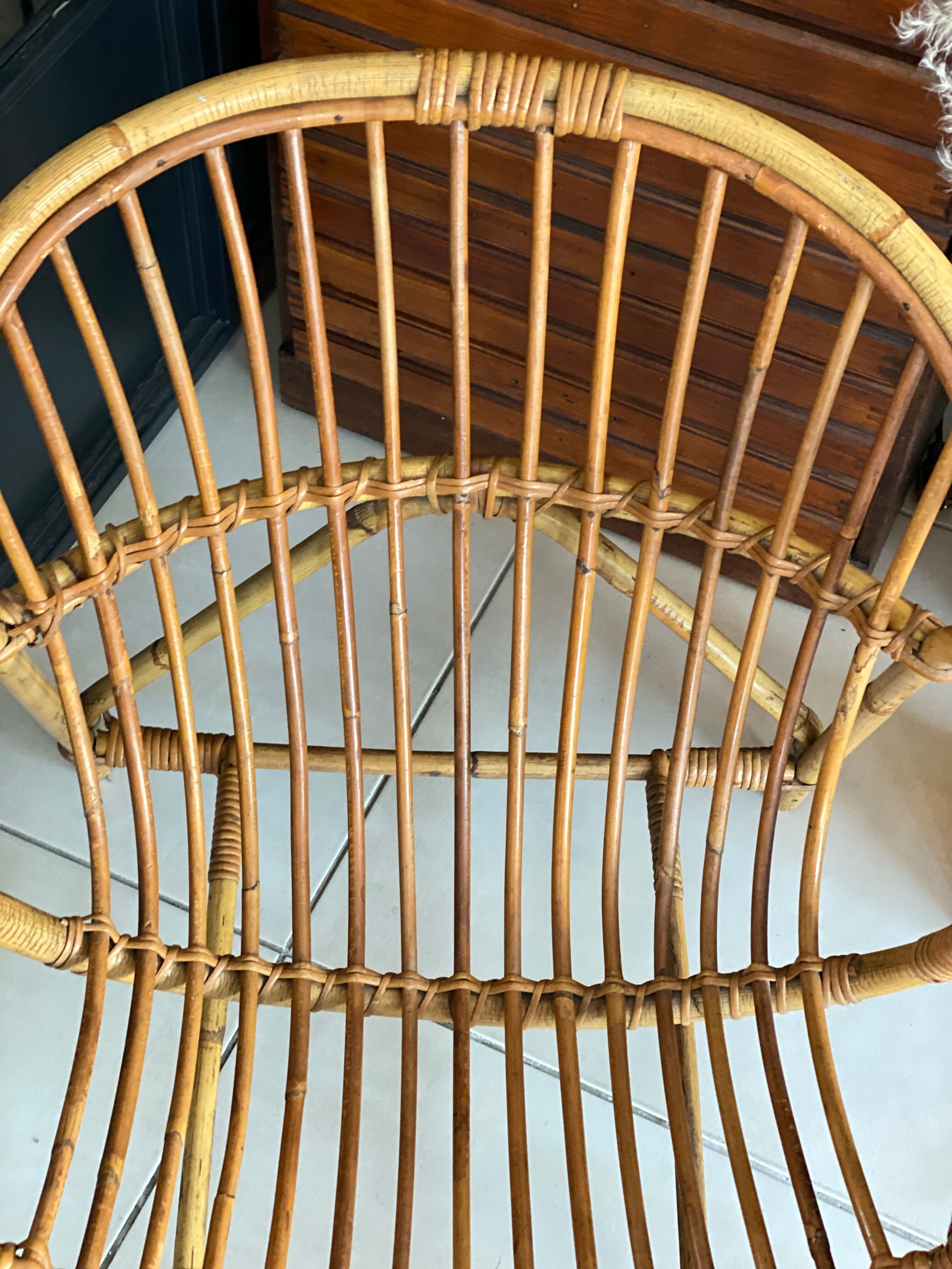 Vintage adult rattan armchair basket