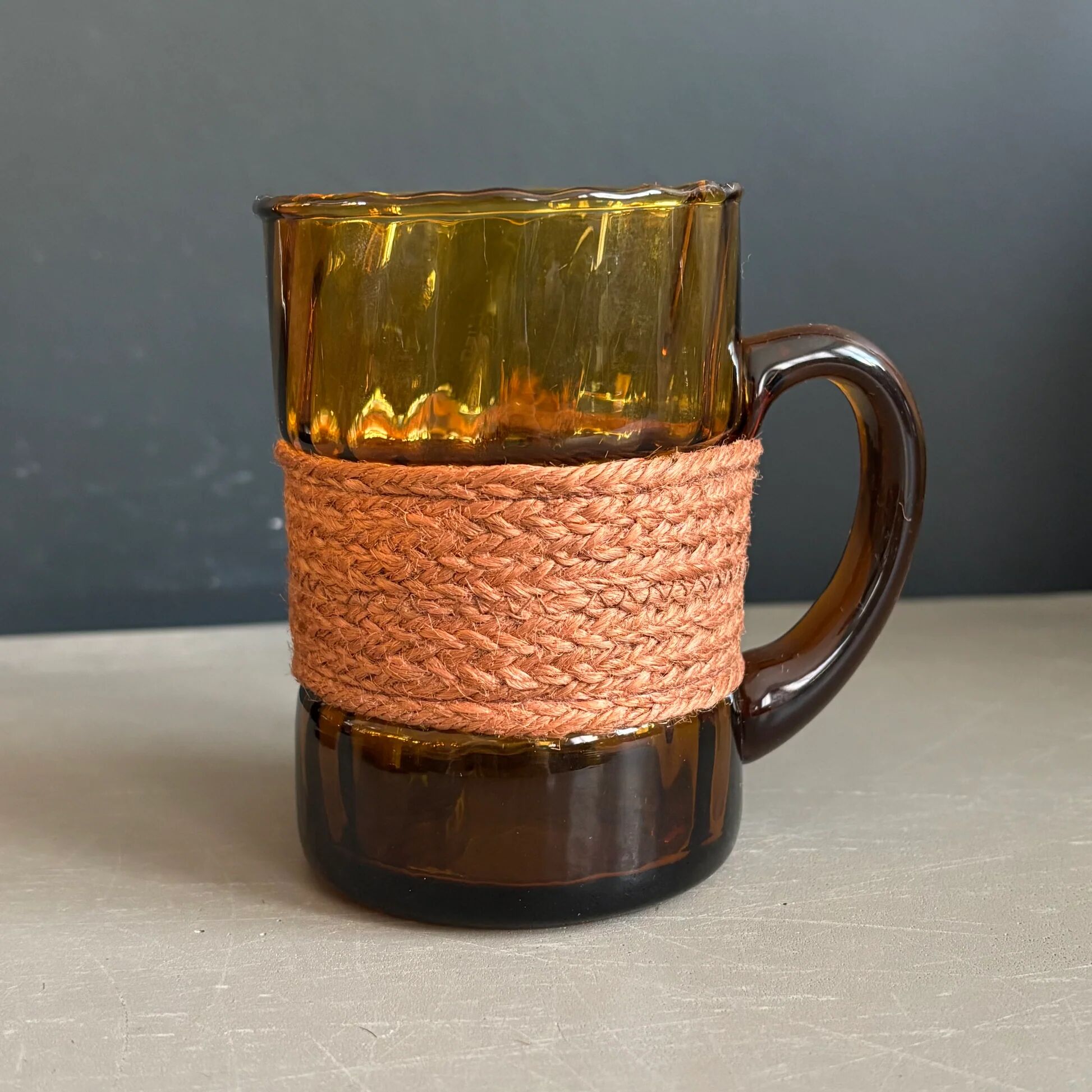 Amber textured glass water service, 1 jug + 5 glasses - Ref 1399