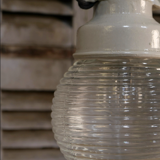 Industrial lamp in glass and metal