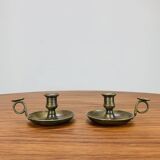 Pair of vintage brass cellar rat candlesticks
