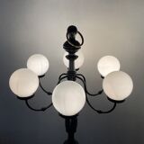 Vintage "Lamppost" in opaline and wood 6 fires