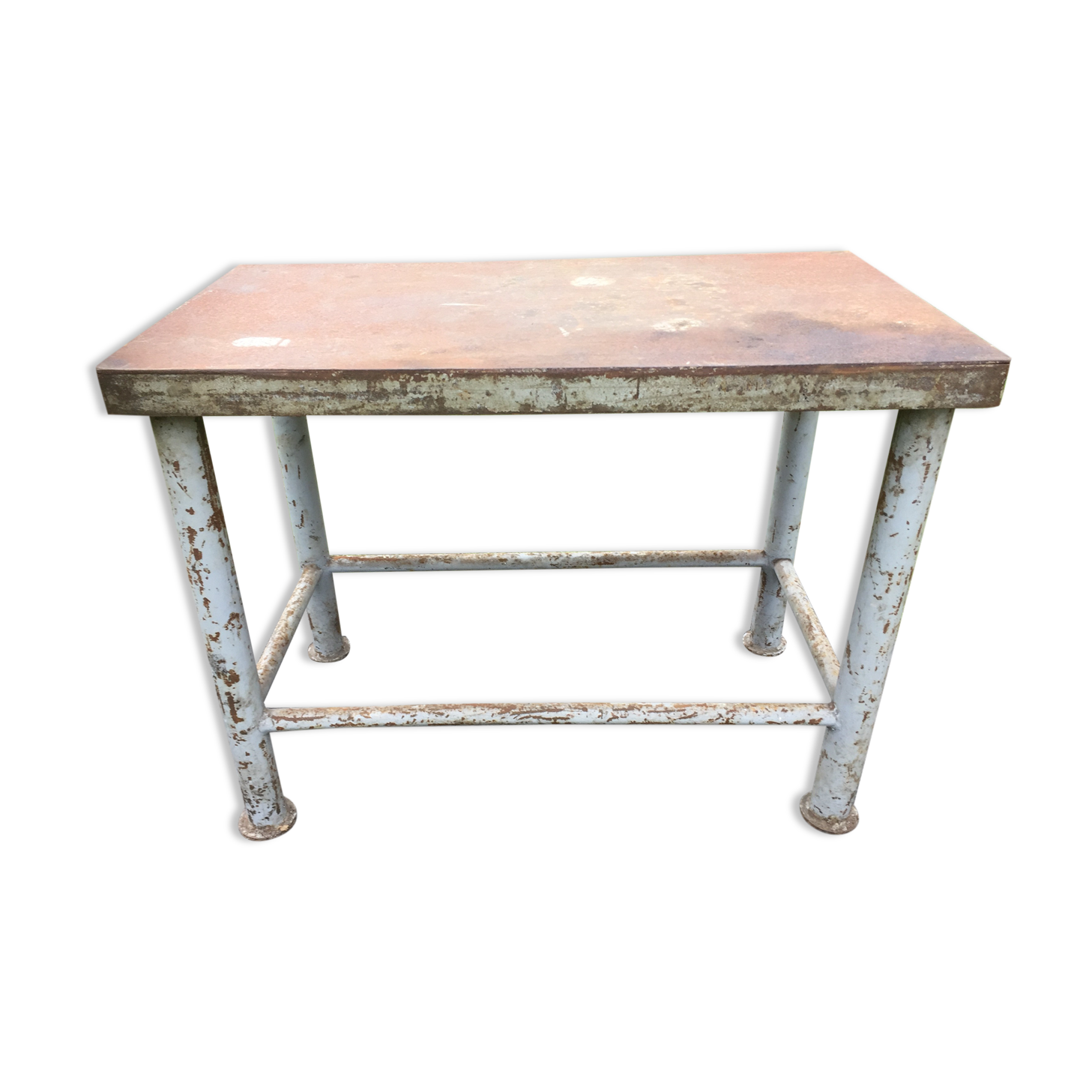 Vintage metal table from an industrial workshop for a makeover