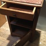 Bedside solid oak and brown marble