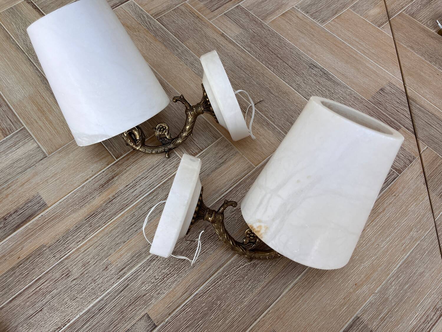 Pair of marble wall lights