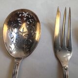 4 Serving cutlery in silver metal, model with crossed ribbons, Louis XVI style