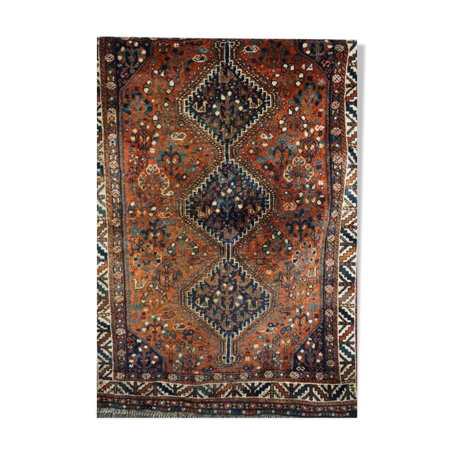 Colorful oriental carpet knotted by hand 190x130cm