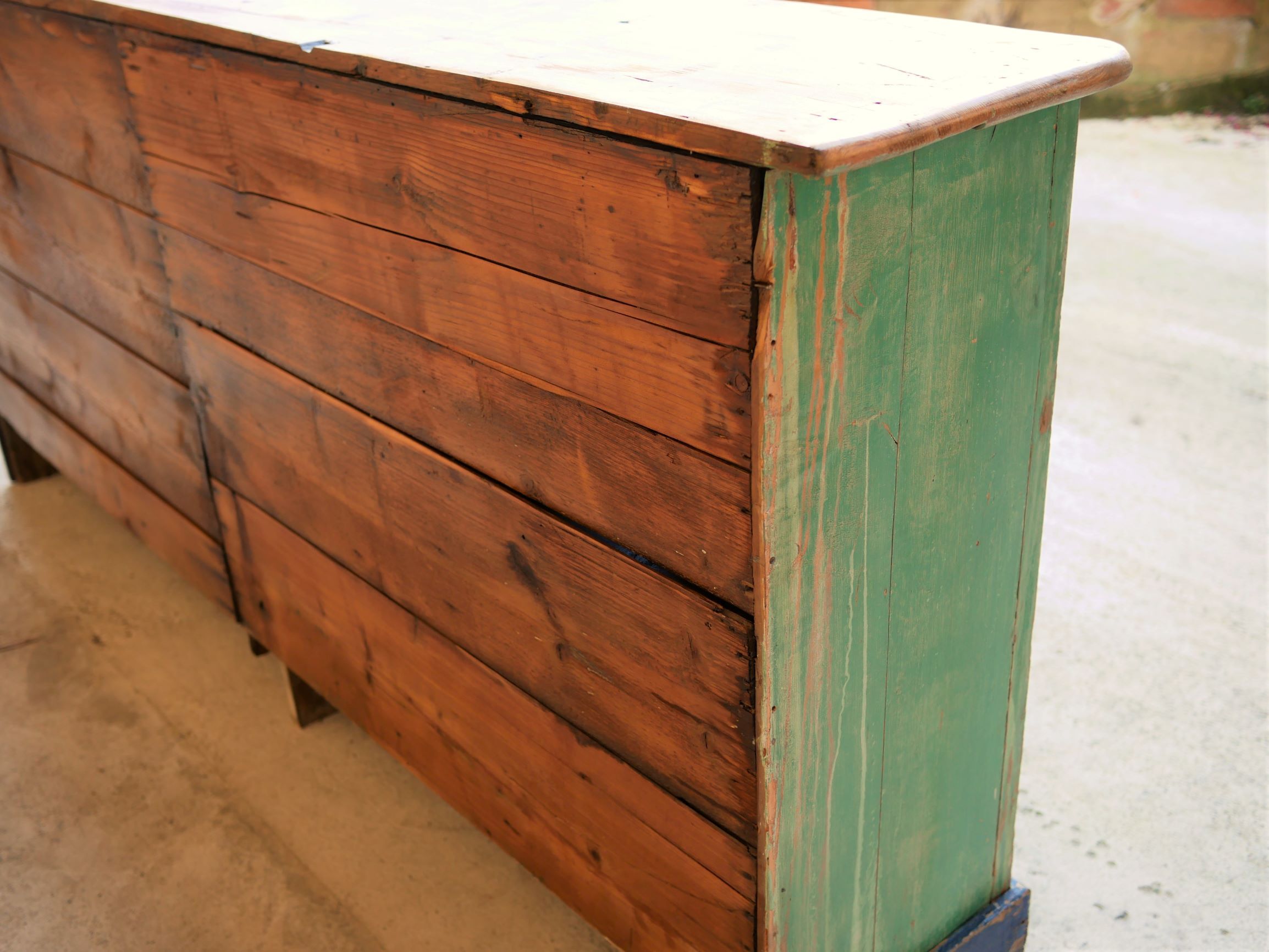 Vintage wooden farm stocking buffet