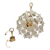 Suspension/Lustre Sputnik "pissenlit" en laiyton et verre moulé - années 70