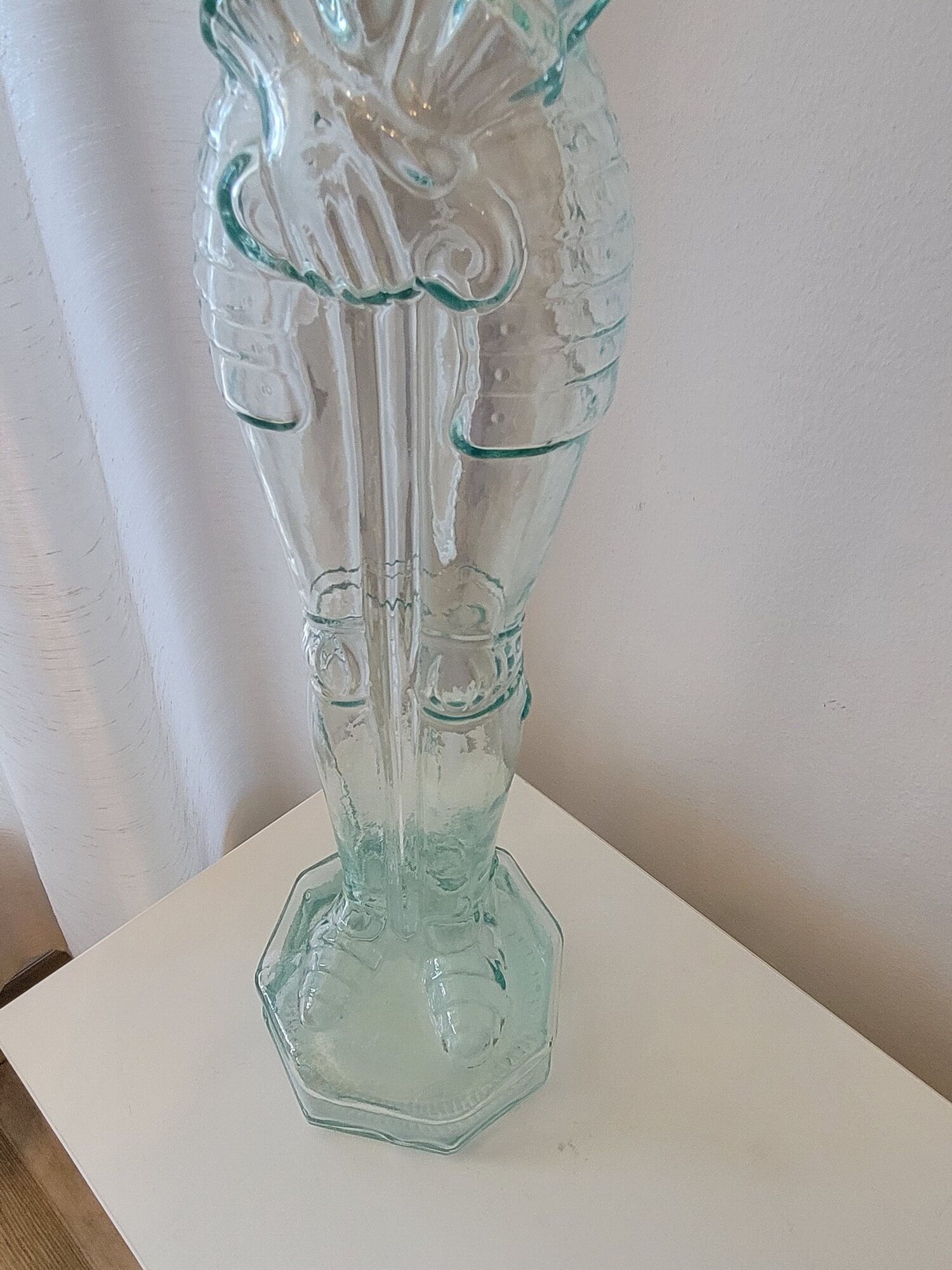 Glass medieval knight-shaped decanter bottle - vintage