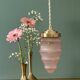 Vintage globe pendant light in frosted pink glass