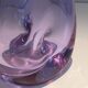 Purple glass piriform vase. Circa 1970.