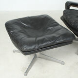 André vandenbrouck for straessle. armchair and ottoman, model 'king chair' and 'king pouf', 1970