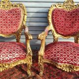 pair of gilded wooden ceremonial chairs