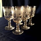 Suite of 6 cooked wine or port glasses in beautifully worked crystal tabletop art