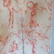 Rare folding screen with notches "Pierre Frey fabric" upholstery finish.