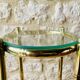 Vintage faux bamboo pedestal table in brass with 2 glass shelves
