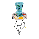 Side table and vase signed MC Treinen ceramic from Vallauris 1950s