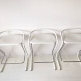 Set of three white and chrome bar stools by Thema Italy to the 1970s