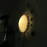 "Sun" wall lamp in chrome metal and frosted glass 80s 90s