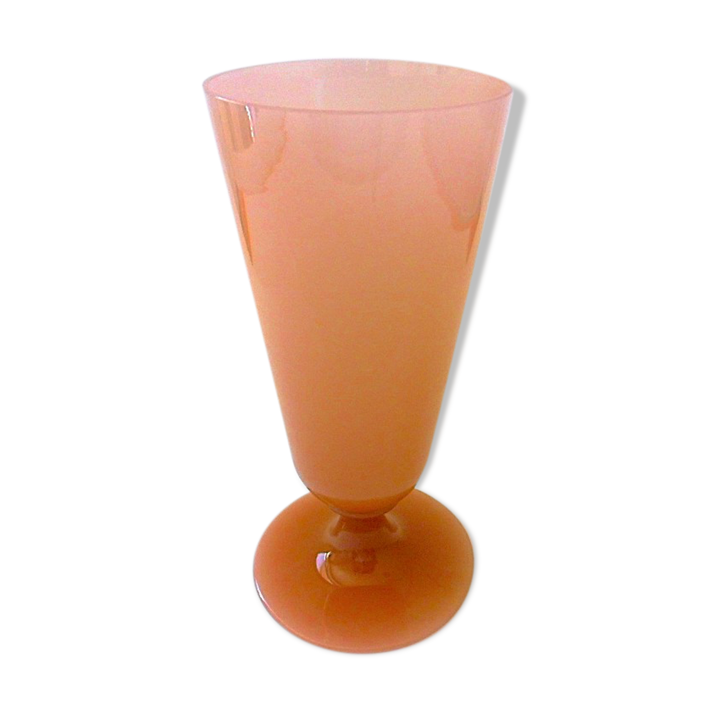 Ancient conical vase on pink soapy opaline feet