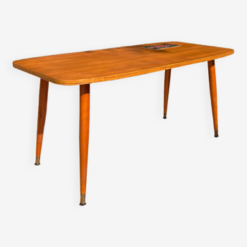 Scandinavian coffee table 1960 wood and ceramic