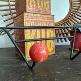 Wall coat rack with vintage red balls