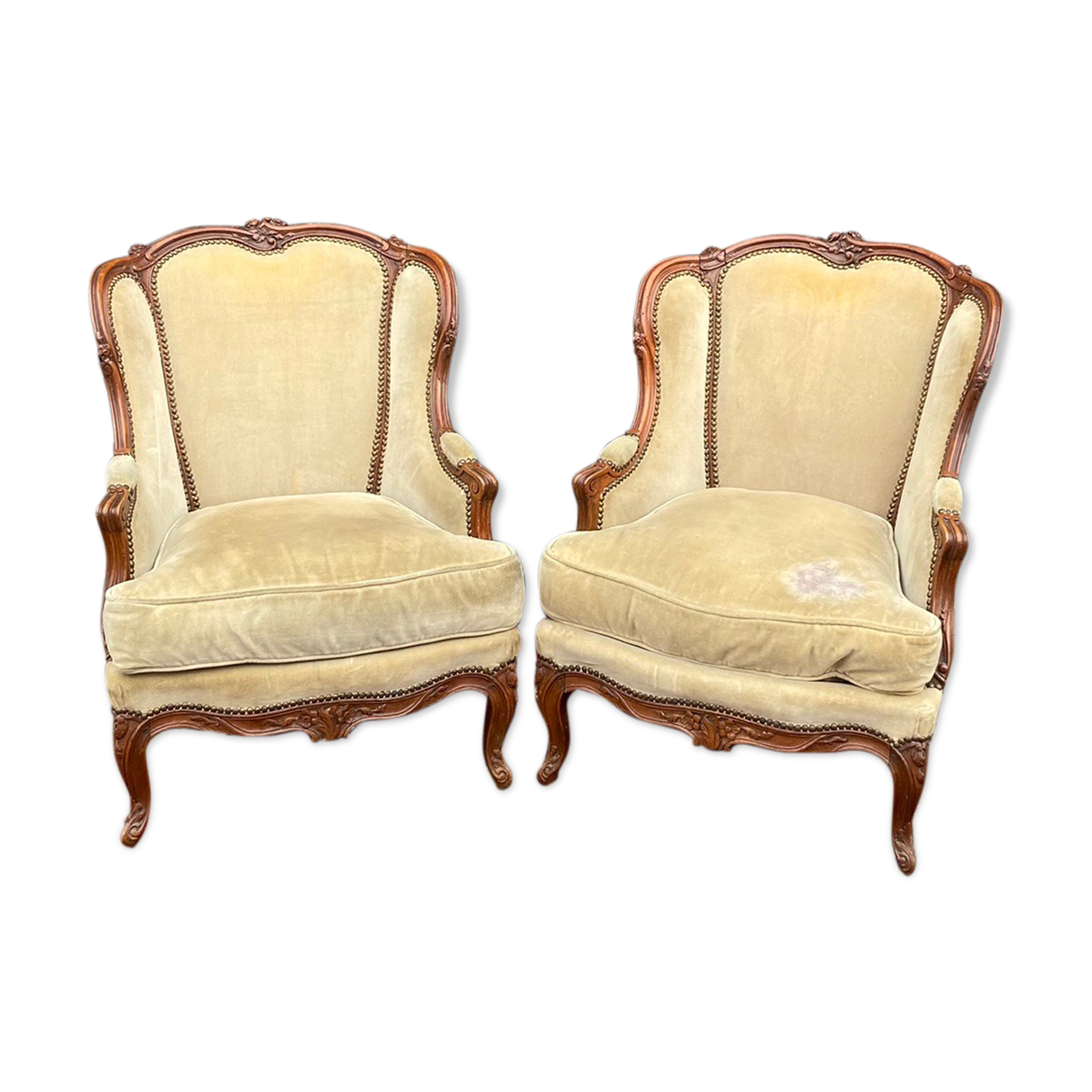 Pair Of Bergères Children Stamped In Walnut Period Louis XV