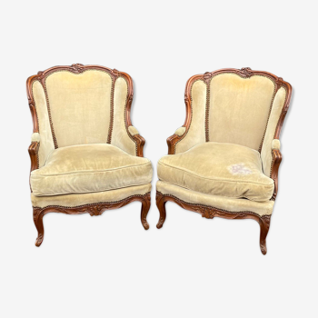 Pair Of Bergères Children Stamped In Walnut Period Louis XV