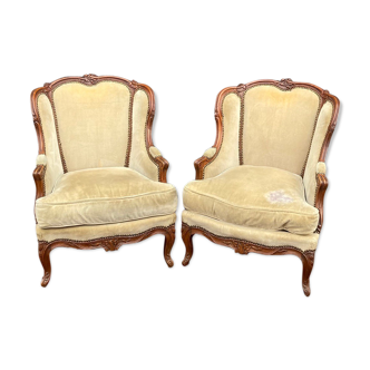 Pair Of Bergères Children Stamped In Walnut Period Louis XV