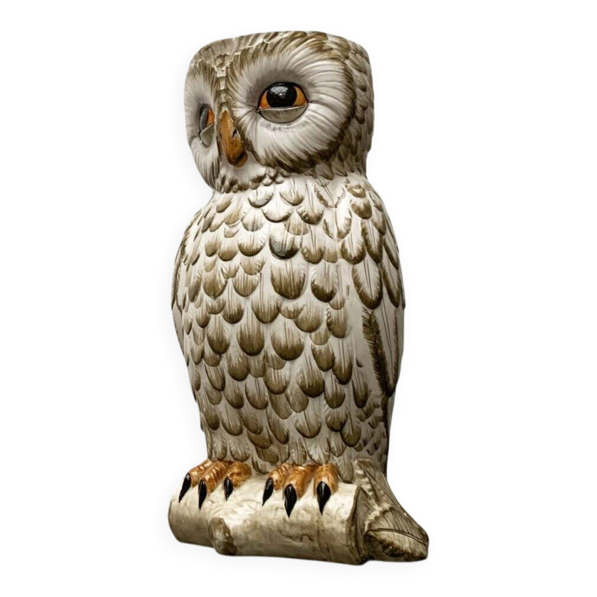 Vintage Italian ceramic owl umbrella stand