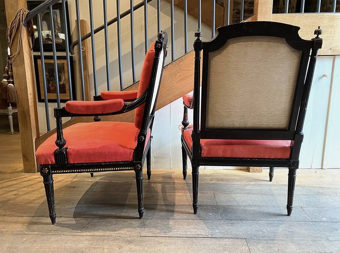 Pair of Queen's armchairs in Louis XVI style, Napoleonic III period.