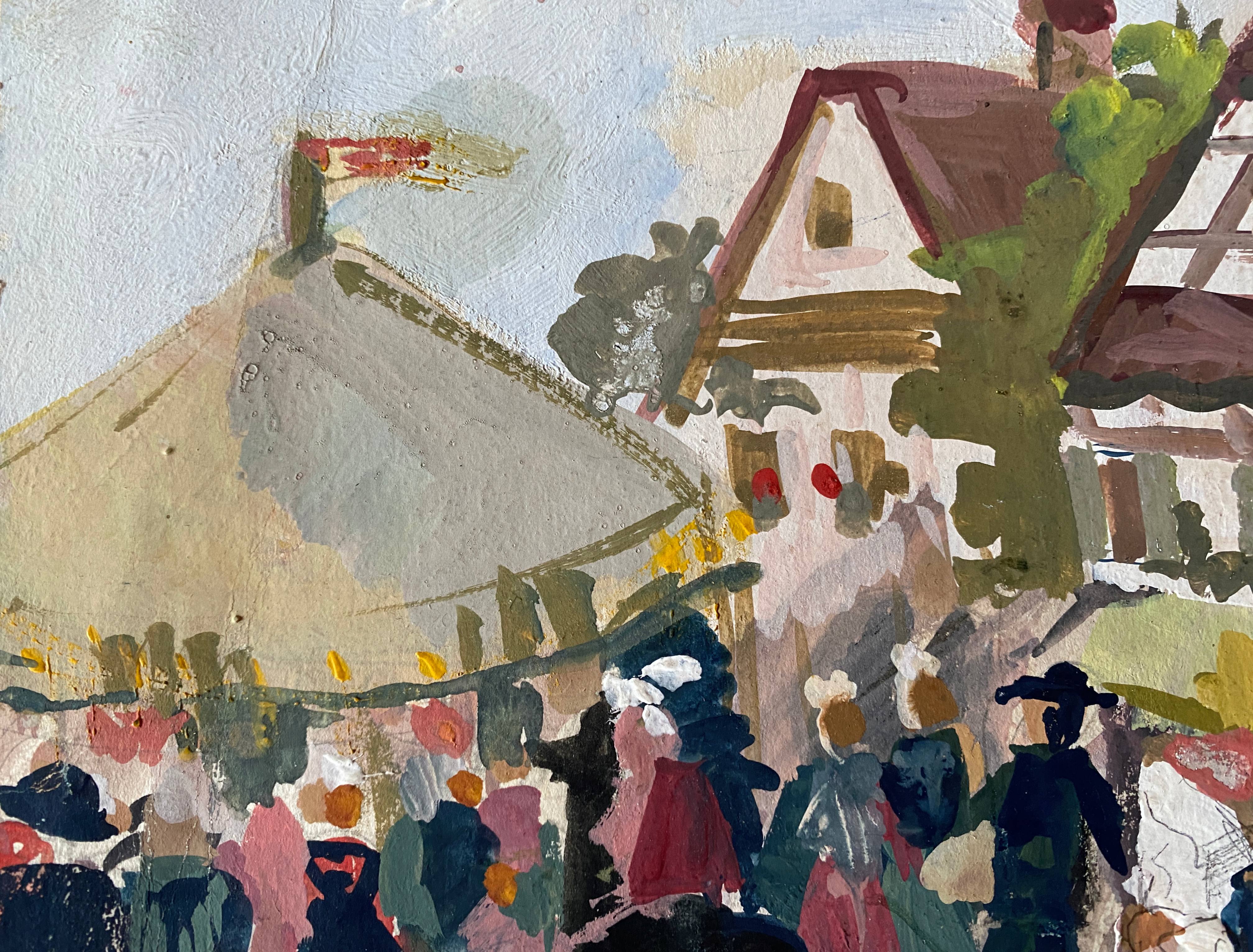 Painting "Fête alsacienne" original gouache 1928 coll. J.F. Devalliere