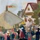 Painting "Fête alsacienne" original gouache 1928 coll. J.F. Devalliere