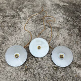 Trio de suspensions tôle émaillée noire et blanche vintage style indus