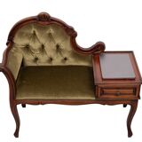 Telephone Sofa Green Velvet Queen Anne style 1960s