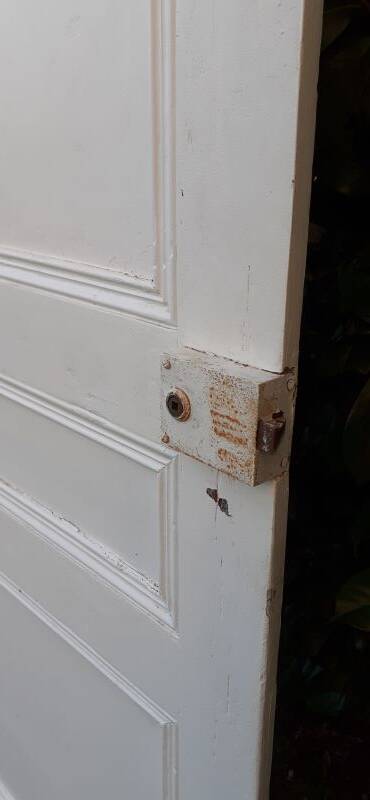 Communication door h216.5x87cm old paneled, molded